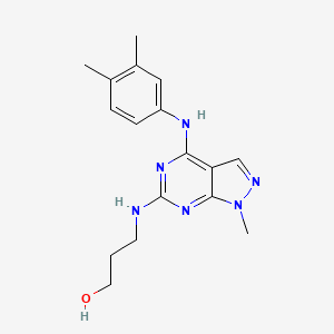 molecular formula C17H22N6O B11291229 3-({4-[(3,4-dimethylphenyl)amino]-1-methyl-1H-pyrazolo[3,4-d]pyrimidin-6-yl}amino)propan-1-ol 