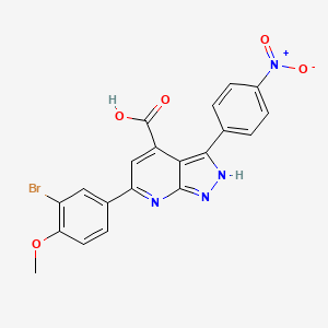 molecular formula C20H13BrN4O5 B11291236 6-(3-bromo-4-methoxyphenyl)-3-(4-nitrophenyl)-1H-pyrazolo[3,4-b]pyridine-4-carboxylic acid 