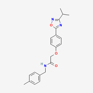 molecular formula C21H23N3O3 B11291299 N-(4-methylbenzyl)-2-{4-[3-(propan-2-yl)-1,2,4-oxadiazol-5-yl]phenoxy}acetamide 