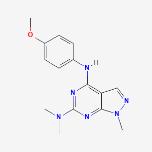 molecular formula C15H18N6O B11291371 N~4~-(4-methoxyphenyl)-N~6~,N~6~,1-trimethyl-1H-pyrazolo[3,4-d]pyrimidine-4,6-diamine CAS No. 878064-17-6
