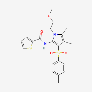 molecular formula C21H24N2O4S2 B11291414 N-{1-(2-methoxyethyl)-4,5-dimethyl-3-[(4-methylphenyl)sulfonyl]-1H-pyrrol-2-yl}thiophene-2-carboxamide 