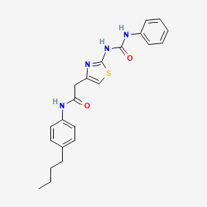 molecular formula C22H24N4O2S B11291474 N-(4-butylphenyl)-2-(2-(3-phenylureido)thiazol-4-yl)acetamide 