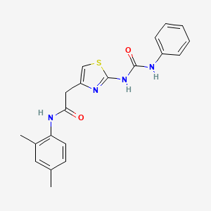 molecular formula C20H20N4O2S B11291596 N-(2,4-dimethylphenyl)-2-(2-(3-phenylureido)thiazol-4-yl)acetamide 