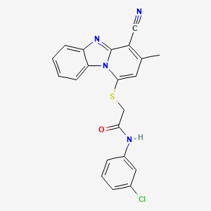 molecular formula C21H15ClN4OS B11291611 N-(3-chlorophenyl)-2-[(4-cyano-3-methylpyrido[1,2-a]benzimidazol-1-yl)sulfanyl]acetamide 