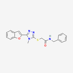 molecular formula C20H18N4O2S B11291682 2-{[5-(1-benzofuran-2-yl)-4-methyl-4H-1,2,4-triazol-3-yl]sulfanyl}-N-benzylacetamide 