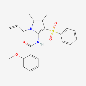 molecular formula C23H24N2O4S B11291696 N-[4,5-dimethyl-3-(phenylsulfonyl)-1-(prop-2-en-1-yl)-1H-pyrrol-2-yl]-2-methoxybenzamide 