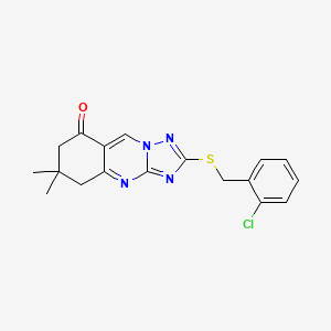 molecular formula C18H17ClN4OS B11291732 2-[(2-chlorobenzyl)sulfanyl]-6,6-dimethyl-6,7-dihydro[1,2,4]triazolo[5,1-b]quinazolin-8(5H)-one 