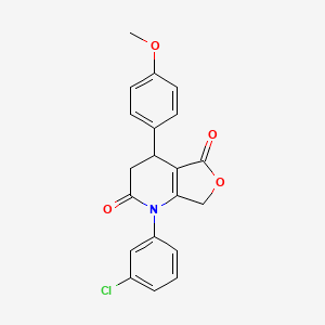 molecular formula C20H16ClNO4 B11291782 1-(3-chlorophenyl)-4-(4-methoxyphenyl)-4,7-dihydrofuro[3,4-b]pyridine-2,5(1H,3H)-dione 