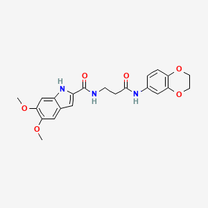 molecular formula C22H23N3O6 B11291784 N-[3-(2,3-dihydro-1,4-benzodioxin-6-ylamino)-3-oxopropyl]-5,6-dimethoxy-1H-indole-2-carboxamide 