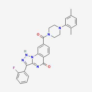 molecular formula C28H25FN6O2 B11291908 8-{[4-(2,5-dimethylphenyl)piperazin-1-yl]carbonyl}-3-(2-fluorophenyl)[1,2,3]triazolo[1,5-a]quinazolin-5(4H)-one 
