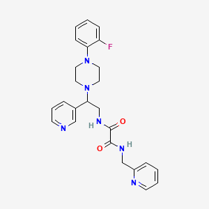 molecular formula C25H27FN6O2 B11291935 N-{2-[4-(2-Fluorophenyl)piperazin-1-YL]-2-(pyridin-3-YL)ethyl}-N'-[(pyridin-2-YL)methyl]ethanediamide 