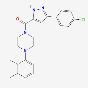 molecular formula C22H23ClN4O B11291938 1-[3-(4-Chlorophenyl)-1H-pyrazole-5-carbonyl]-4-(2,3-dimethylphenyl)piperazine 