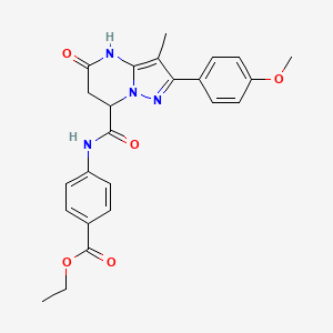 molecular formula C24H24N4O5 B11292051 Ethyl 4-({[5-hydroxy-2-(4-methoxyphenyl)-3-methyl-6,7-dihydropyrazolo[1,5-a]pyrimidin-7-yl]carbonyl}amino)benzoate 