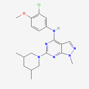molecular formula C20H25ClN6O B11292162 N-(3-chloro-4-methoxyphenyl)-6-(3,5-dimethylpiperidin-1-yl)-1-methyl-1H-pyrazolo[3,4-d]pyrimidin-4-amine 