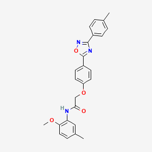 molecular formula C25H23N3O4 B11292215 N-(2-methoxy-5-methylphenyl)-2-{4-[3-(4-methylphenyl)-1,2,4-oxadiazol-5-yl]phenoxy}acetamide 