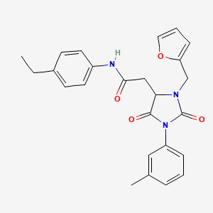 molecular formula C25H25N3O4 B11292543 N-(4-ethylphenyl)-2-[3-(furan-2-ylmethyl)-1-(3-methylphenyl)-2,5-dioxoimidazolidin-4-yl]acetamide 