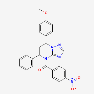 molecular formula C25H21N5O4 B11292632 [7-(4-methoxyphenyl)-5-phenyl-6,7-dihydro[1,2,4]triazolo[1,5-a]pyrimidin-4(5H)-yl](4-nitrophenyl)methanone 
