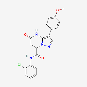 molecular formula C20H17ClN4O3 B11292649 N-(2-chlorophenyl)-5-hydroxy-3-(4-methoxyphenyl)-6,7-dihydropyrazolo[1,5-a]pyrimidine-7-carboxamide 