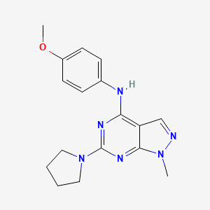 molecular formula C17H20N6O B11292740 N-(4-methoxyphenyl)-1-methyl-6-(pyrrolidin-1-yl)-1H-pyrazolo[3,4-d]pyrimidin-4-amine 
