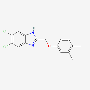 molecular formula C16H14Cl2N2O B11292781 5,6-dichloro-2-[(3,4-dimethylphenoxy)methyl]-1H-benzimidazole 