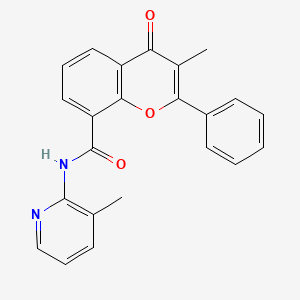 molecular formula C23H18N2O3 B11292864 3-methyl-N-(3-methylpyridin-2-yl)-4-oxo-2-phenyl-4H-chromene-8-carboxamide 