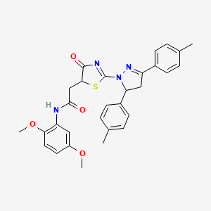 molecular formula C30H30N4O4S B11292878 2-{2-[3,5-bis(4-methylphenyl)-4,5-dihydro-1H-pyrazol-1-yl]-4-oxo-4,5-dihydro-1,3-thiazol-5-yl}-N-(2,5-dimethoxyphenyl)acetamide 