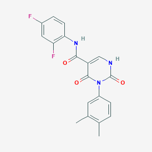 molecular formula C19H15F2N3O3 B11292963 N-(2,4-difluorophenyl)-3-(3,4-dimethylphenyl)-2,4-dioxo-1,2,3,4-tetrahydropyrimidine-5-carboxamide 
