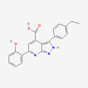 molecular formula C21H17N3O3 B11292982 3-(4-Ethylphenyl)-6-(2-hydroxyphenyl)-2H-pyrazolo[3,4-B]pyridine-4-carboxylic acid 