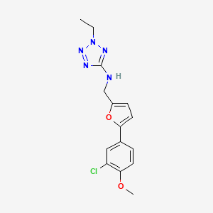 molecular formula C15H16ClN5O2 B11293006 N-{[5-(3-chloro-4-methoxyphenyl)-2-furyl]methyl}-2-ethyl-2H-tetrazol-5-amine 