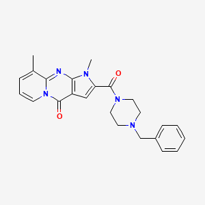 molecular formula C24H25N5O2 B11293280 2-[(4-Benzylpiperazino)carbonyl]-1,9-dimethylpyrido[1,2-A]pyrrolo[2,3-D]pyrimidin-4(1H)-one 