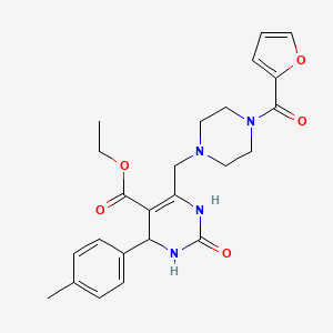 molecular formula C24H28N4O5 B11293320 Ethyl 6-{[4-(furan-2-ylcarbonyl)piperazin-1-yl]methyl}-4-(4-methylphenyl)-2-oxo-1,2,3,4-tetrahydropyrimidine-5-carboxylate 