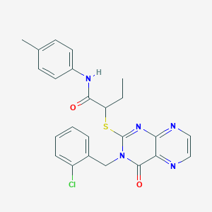 molecular formula C24H22ClN5O2S B11293426 2-({3-[(2-chlorophenyl)methyl]-4-oxo-3,4-dihydropteridin-2-yl}sulfanyl)-N-(4-methylphenyl)butanamide 