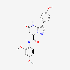 molecular formula C22H22N4O5 B11293452 N-(2,4-dimethoxyphenyl)-5-hydroxy-3-(4-methoxyphenyl)-6,7-dihydropyrazolo[1,5-a]pyrimidine-7-carboxamide 