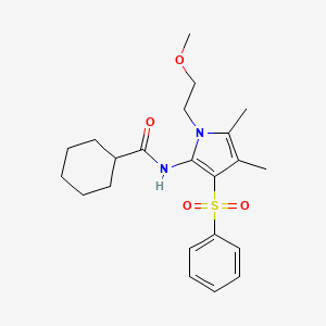 molecular formula C22H30N2O4S B11293469 N-[1-(2-methoxyethyl)-4,5-dimethyl-3-(phenylsulfonyl)-1H-pyrrol-2-yl]cyclohexanecarboxamide 