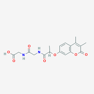 molecular formula C18H20N2O7 B11293478 N-{2-[(3,4-dimethyl-2-oxo-2H-chromen-7-yl)oxy]propanoyl}glycylglycine 