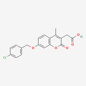 molecular formula C19H15ClO5 B11293551 2-[7-[(4-Chlorophenyl)methoxy]-4-methyl-2-oxochromen-3-yl]acetic acid 