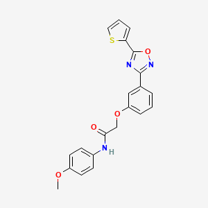 molecular formula C21H17N3O4S B11293629 N-(4-methoxyphenyl)-2-{3-[5-(thiophen-2-yl)-1,2,4-oxadiazol-3-yl]phenoxy}acetamide 