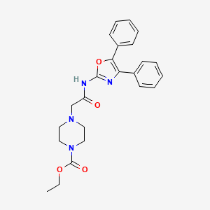 molecular formula C24H26N4O4 B11293637 Ethyl 4-{2-[(4,5-diphenyl-1,3-oxazol-2-yl)amino]-2-oxoethyl}piperazine-1-carboxylate 