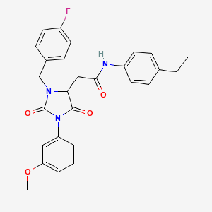 molecular formula C27H26FN3O4 B11293638 N-(4-ethylphenyl)-2-[3-(4-fluorobenzyl)-1-(3-methoxyphenyl)-2,5-dioxoimidazolidin-4-yl]acetamide CAS No. 1032115-76-6