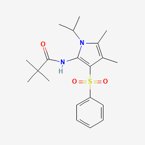 molecular formula C20H28N2O3S B11293665 N-[4,5-dimethyl-3-(phenylsulfonyl)-1-(propan-2-yl)-1H-pyrrol-2-yl]-2,2-dimethylpropanamide 