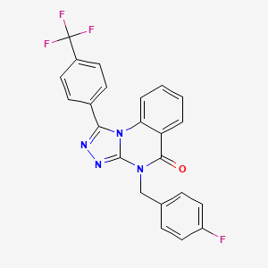 molecular formula C23H14F4N4O B11293667 4-[(4-fluorophenyl)methyl]-1-[4-(trifluoromethyl)phenyl]-4H,5H-[1,2,4]triazolo[4,3-a]quinazolin-5-one 