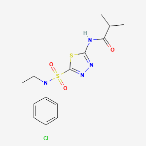 molecular formula C14H17ClN4O3S2 B11293729 N-{5-[(4-Chlorophenyl)(ethyl)sulfamoyl]-1,3,4-thiadiazol-2-YL}-2-methylpropanamide 