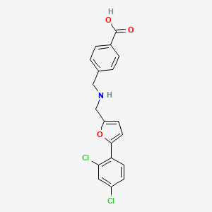 molecular formula C19H15Cl2NO3 B11293746 4-[({[5-(2,4-Dichlorophenyl)furan-2-yl]methyl}amino)methyl]benzoic acid 