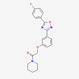 molecular formula C21H20FN3O3 B11293857 2-{3-[5-(4-Fluorophenyl)-1,2,4-oxadiazol-3-yl]phenoxy}-1-(piperidin-1-yl)ethanone 