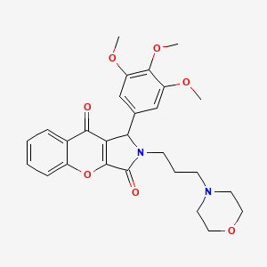 molecular formula C27H30N2O7 B11293922 2-[3-(Morpholin-4-yl)propyl]-1-(3,4,5-trimethoxyphenyl)-1,2-dihydrochromeno[2,3-c]pyrrole-3,9-dione 
