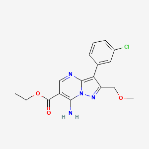 molecular formula C17H17ClN4O3 B11294169 Ethyl 7-amino-3-(3-chlorophenyl)-2-(methoxymethyl)pyrazolo[1,5-a]pyrimidine-6-carboxylate 