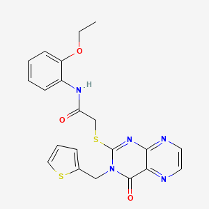 molecular formula C21H19N5O3S2 B11294193 N-(2-ethoxyphenyl)-2-({4-oxo-3-[(thiophen-2-yl)methyl]-3,4-dihydropteridin-2-yl}sulfanyl)acetamide 