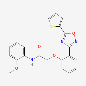 molecular formula C21H17N3O4S B11294266 N-(2-methoxyphenyl)-2-{2-[5-(thiophen-2-yl)-1,2,4-oxadiazol-3-yl]phenoxy}acetamide 