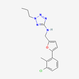 molecular formula C16H18ClN5O B11294307 N-{[5-(3-chloro-2-methylphenyl)-2-furyl]methyl}-2-propyl-2H-tetrazol-5-amine 