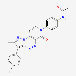 molecular formula C23H17FN6O2 B11294343 N-{4-[3-(4-fluorophenyl)-2-methyl-6-oxopyrazolo[5,1-c]pyrido[4,3-e][1,2,4]triazin-7(6H)-yl]phenyl}acetamide 